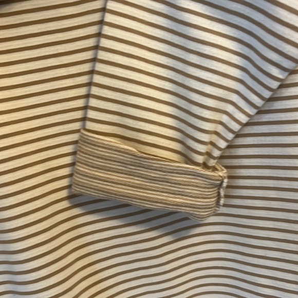 Ralph Lauren Jeans Khaki Stripe 3/4 Rolled Sleeve Top Shirt - Picture 3 of 5